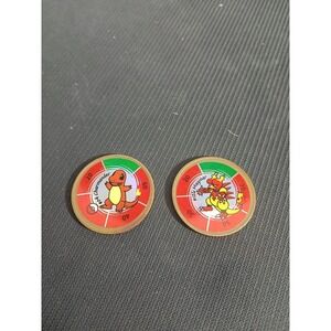 Vintage 1999 Pokémon Hasbro Metal Battle Coins - Charmander #04 & Magmar #126